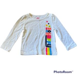 ⚪️CIRCO: Girl 12 months white “I’m so happy” long sleeve t-shirt, never worn.